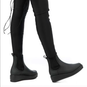 Jeffrey Campbell 8 Over the Knee Black Wedge Boots
